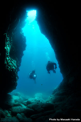積丹ブルーとのコントラストが美しい洞窟はビギナーでも潜れる水深5m