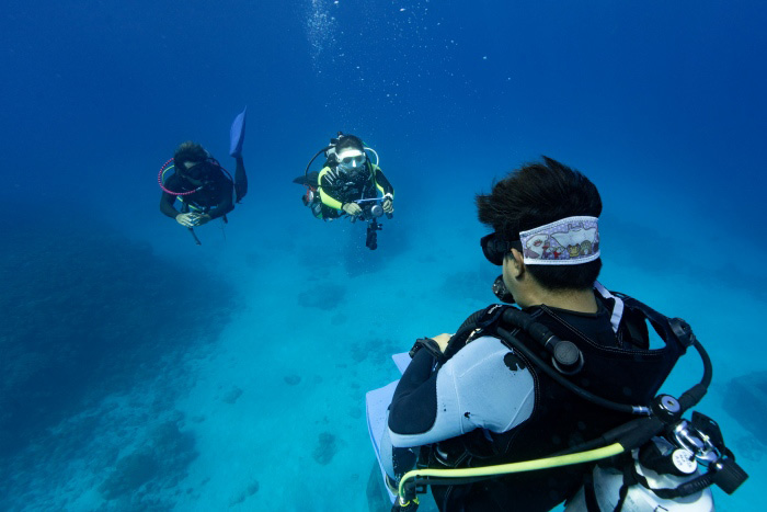 インストラクターとともに練習をします