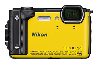 押しも押されもせぬ日本を代表するカメラブランド。防水コンパクトカメラでは「COOLPIX W300（写真）」が水深30m対応で人気。