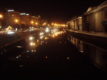 冬の小樽運河と夜景