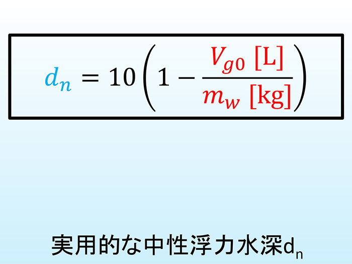 「中性浮力水深」の式をより実用的に