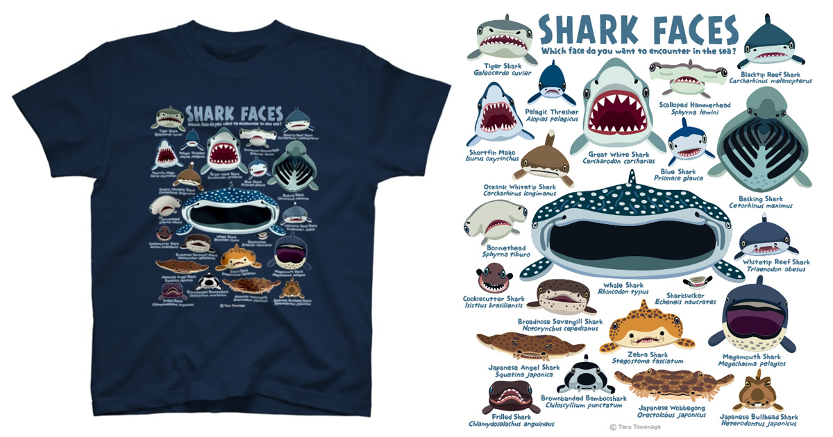 SHARK FACES（サメカオ）Tシャツが発売開始！