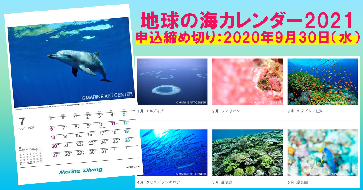 地球の海カレンダー21申し込み受付中 ニュース トピックス 更新情報一覧 Marine Diving Web マリンダイビングウェブ