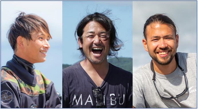 左より：茂野優太さん・鍵井靖章さん・関戸紀倫さん。とっても魅力的な水中写真家の3人。どんなトークセッションが繰り広げられるのか！